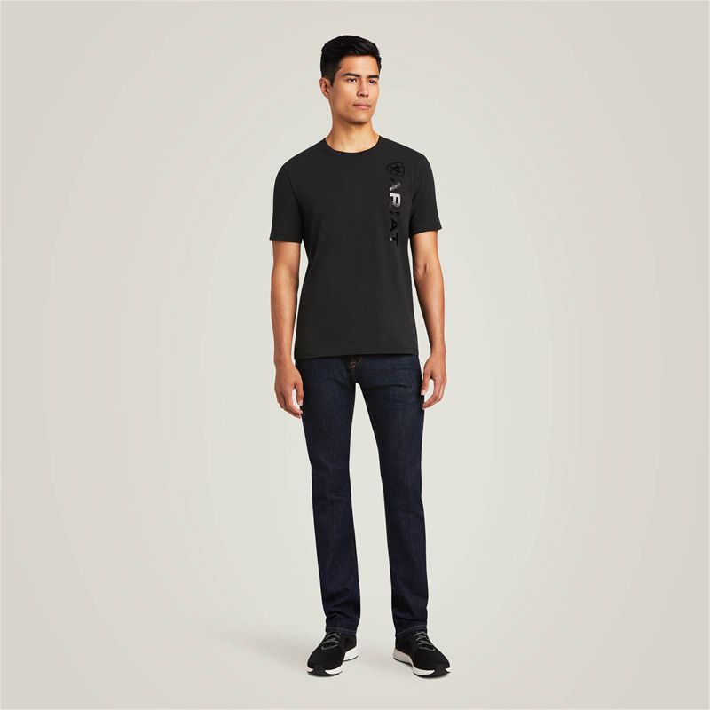 Ariat Vertical Logo T-Shirt Noir Homme | FDN-95916575