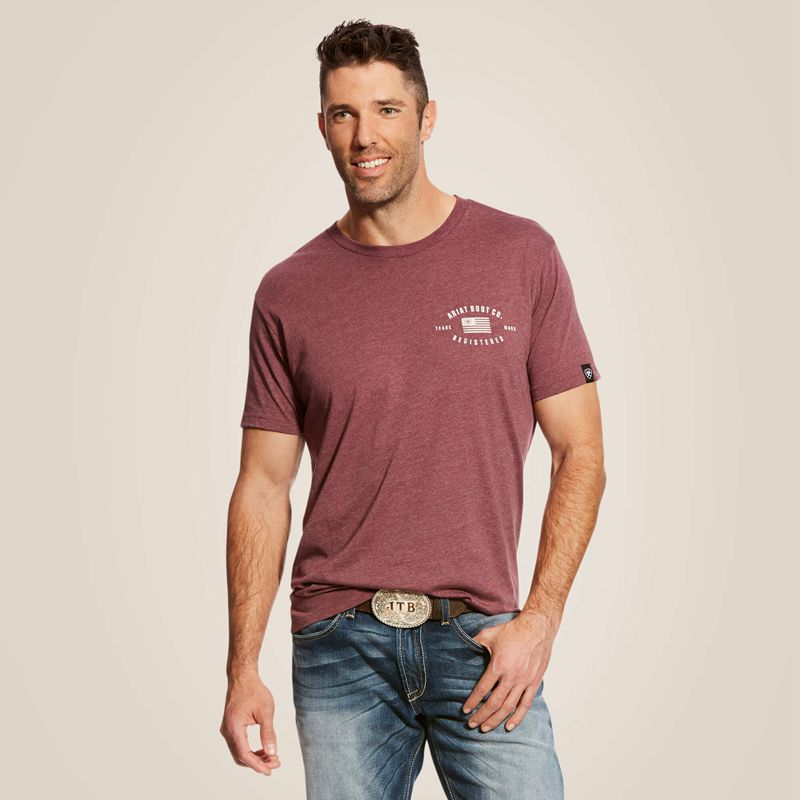 Ariat Us Registered T-Shirt Bordeaux Homme | DHX-89809841