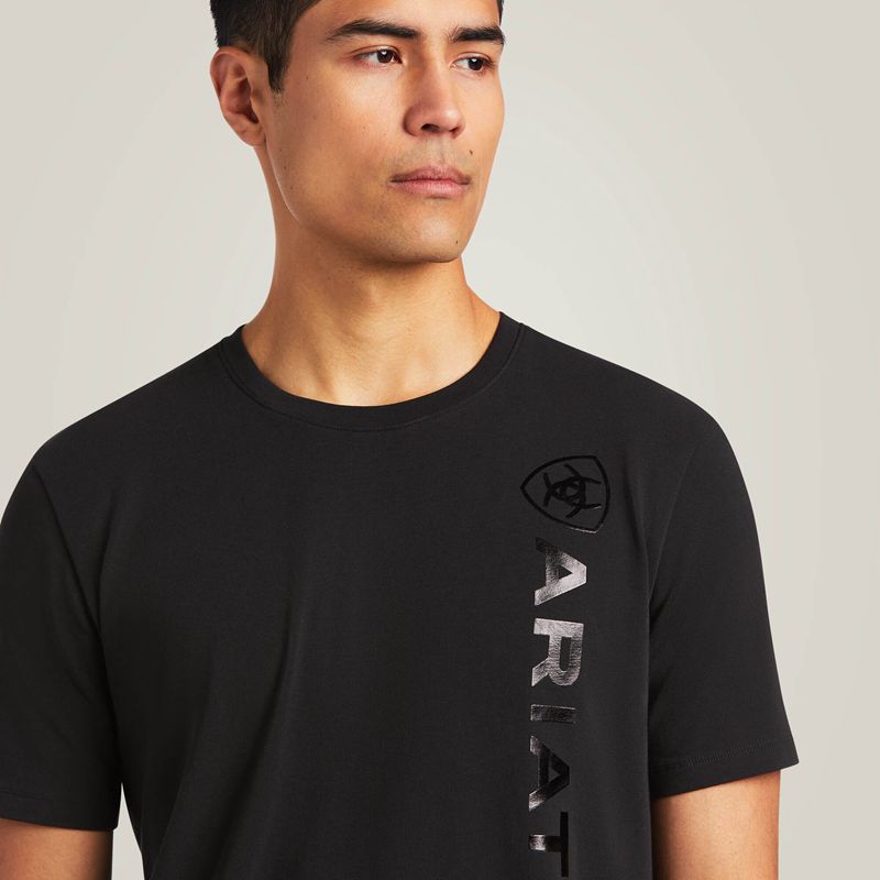 Ariat Vertical Logo T-Shirt Noir Homme | FDN-95916575