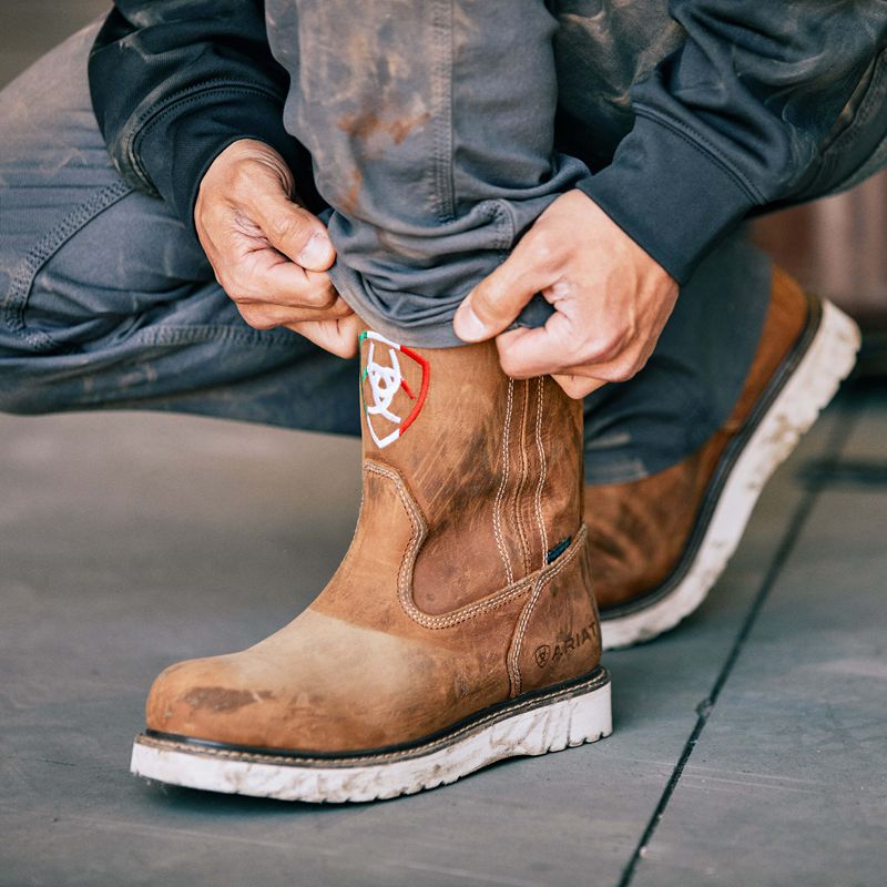 Ariat Rebar Wedge Orgullo Mexicano Waterproof Work Boot Aged Honey Homme | STJ-07785334