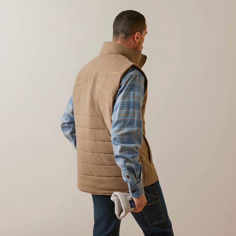 Ariat Rebar Valiant Stretch Canvas Water Resistant Insulated Vest Kaki Homme | NSS-12458661