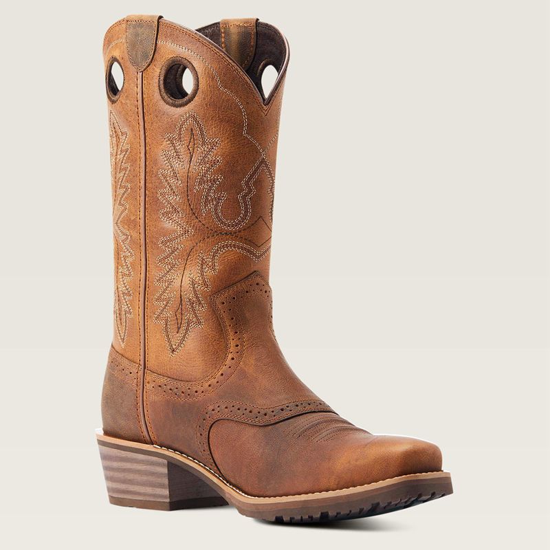 Ariat Hybrid Roughstock Square Toe Cowboy Boot Sorrel Crunch Homme | HUT-74227708