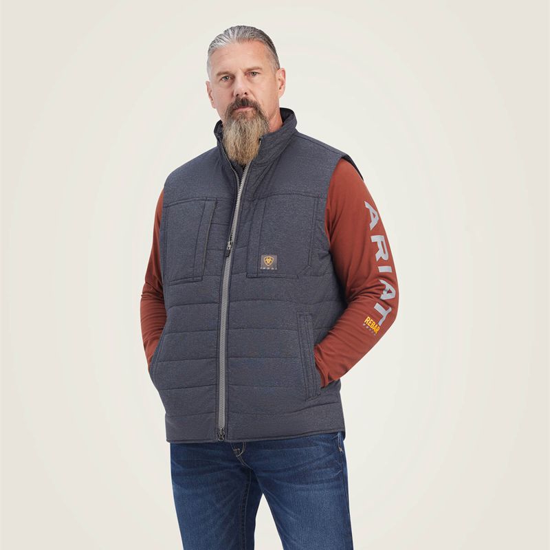 Ariat Rebar Valiant Stretch Canvas Water Resistant Insulated Vest Charcoal Heather Homme | XUP-46608662