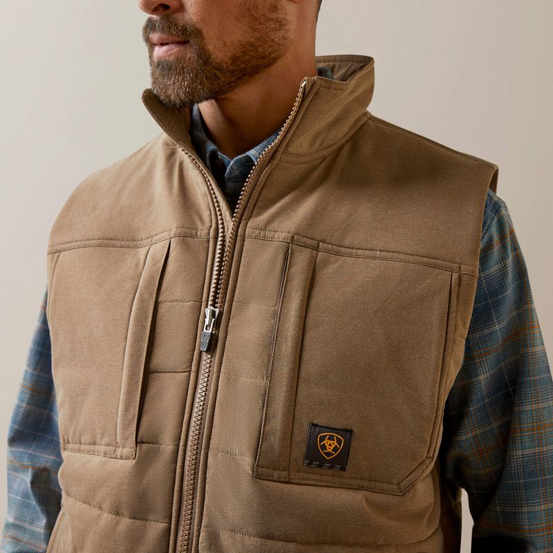 Ariat Rebar Valiant Stretch Canvas Water Resistant Insulated Vest Kaki Homme | NSS-12458661