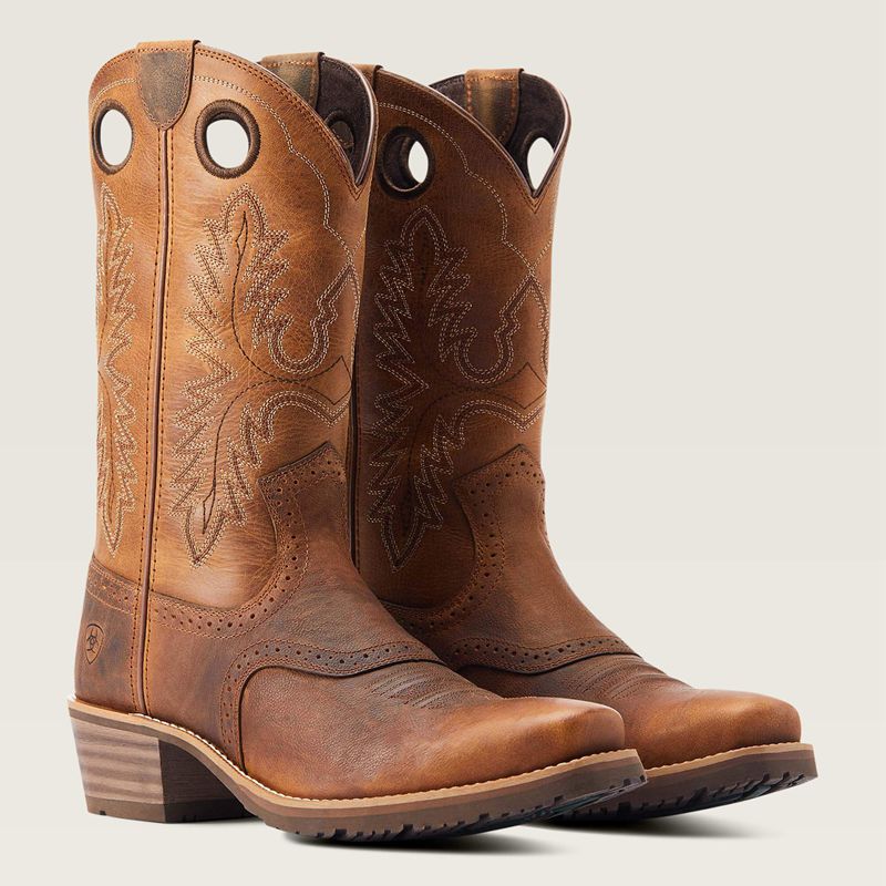 Ariat Hybrid Roughstock Square Toe Cowboy Boot Sorrel Crunch Homme | HUT-74227708