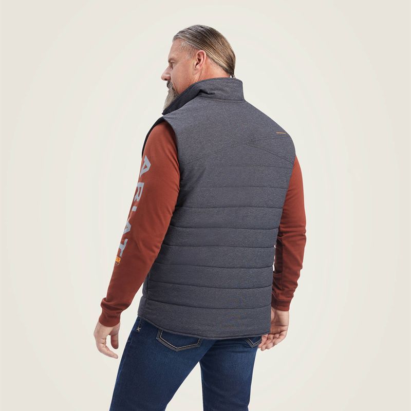 Ariat Rebar Valiant Stretch Canvas Water Resistant Insulated Vest Charcoal Heather Homme | XUP-46608662