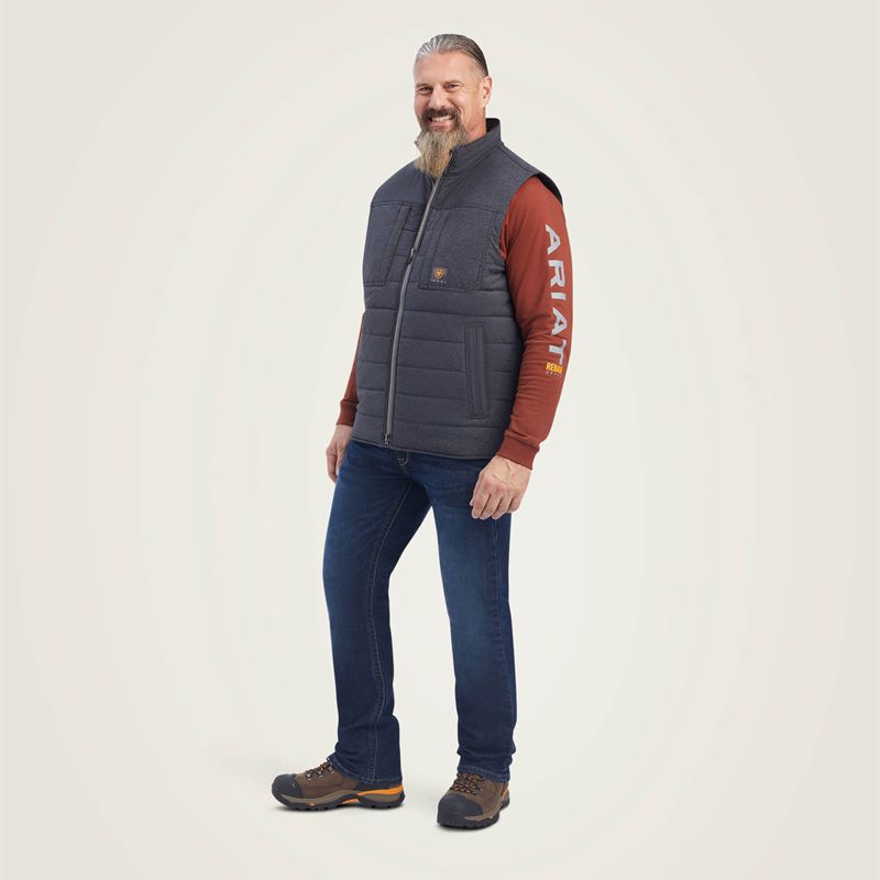 Ariat Rebar Valiant Stretch Canvas Water Resistant Insulated Vest Charcoal Heather Homme | XUP-46608662