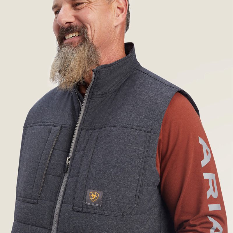 Ariat Rebar Valiant Stretch Canvas Water Resistant Insulated Vest Charcoal Heather Homme | XUP-46608662