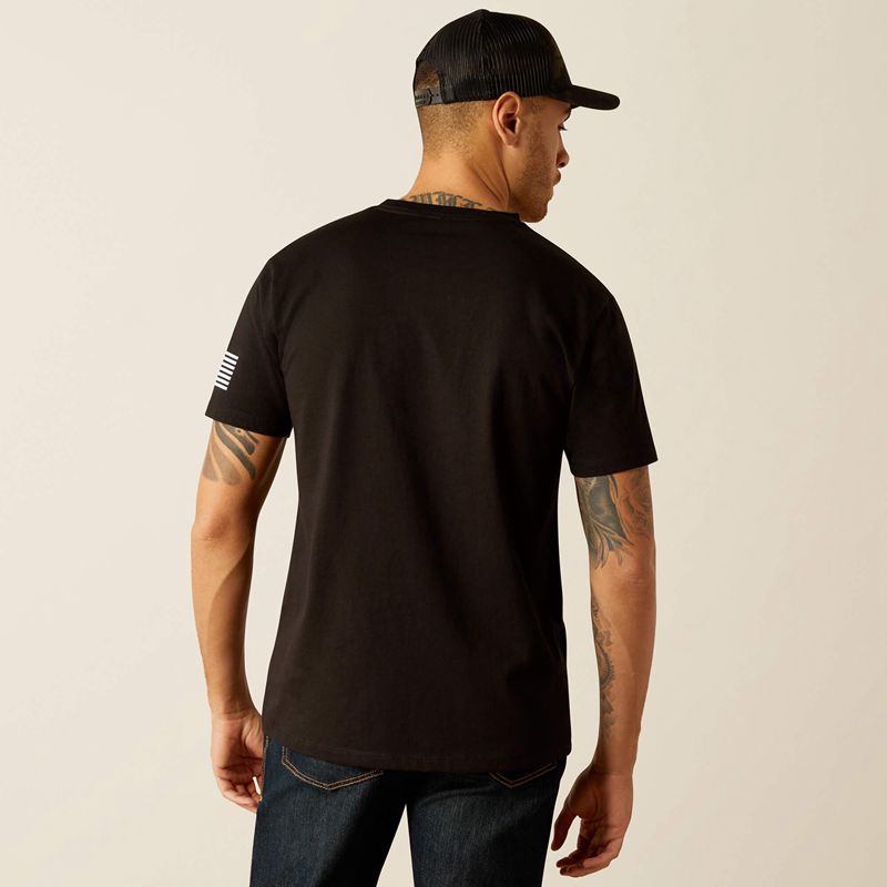 Ariat Shield Flag T-Shirt Noir Homme | IBU-23909518