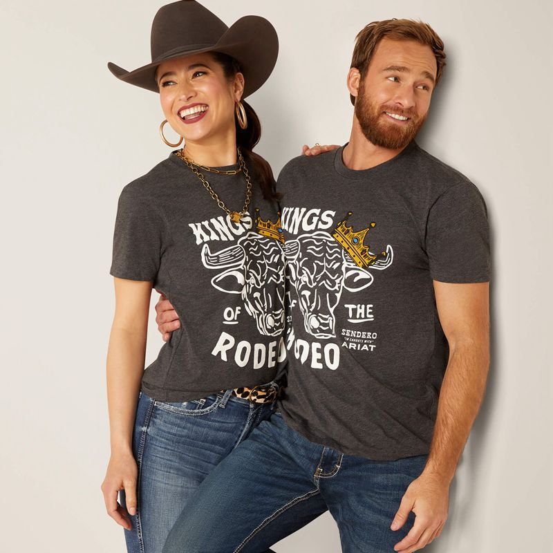 Ariat Sendero King Cow T-Shirt Charcoal Heather Homme | WWG-37789009