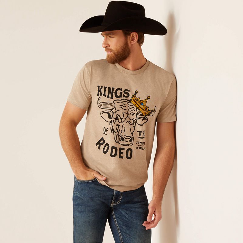 Ariat Sendero King Cow T-Shirt Oatmeal Heather Homme | NOE-02363897