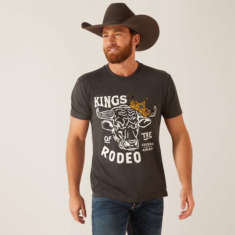 Ariat Sendero King Cow T-Shirt Charcoal Heather Homme | WWG-37789009