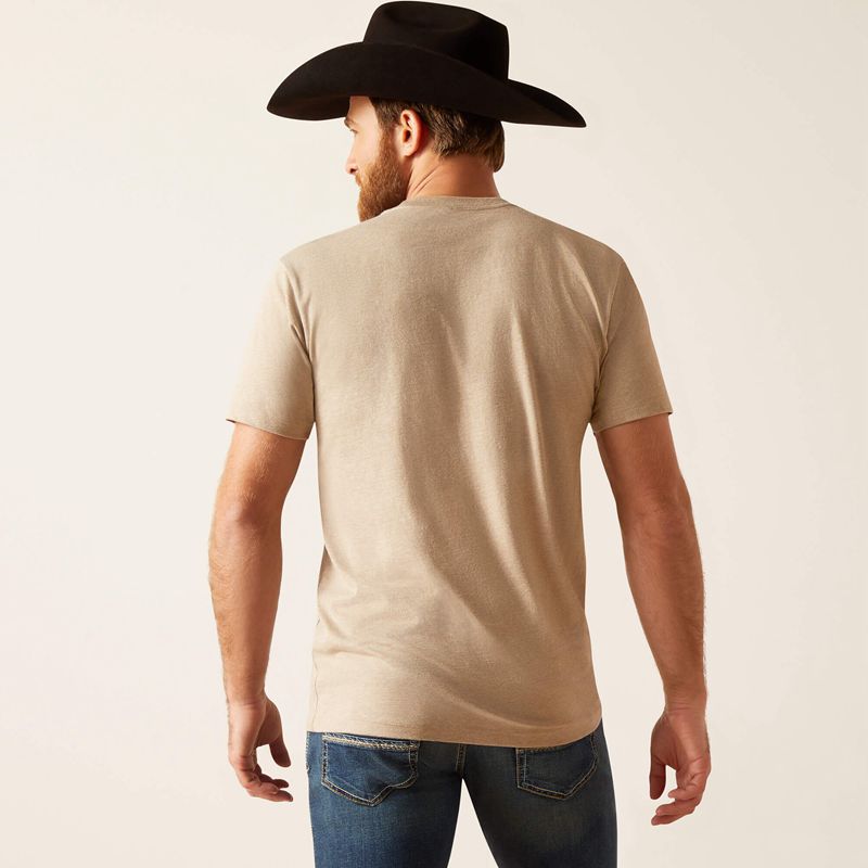 Ariat Sendero King Cow T-Shirt Oatmeal Heather Homme | NOE-02363897