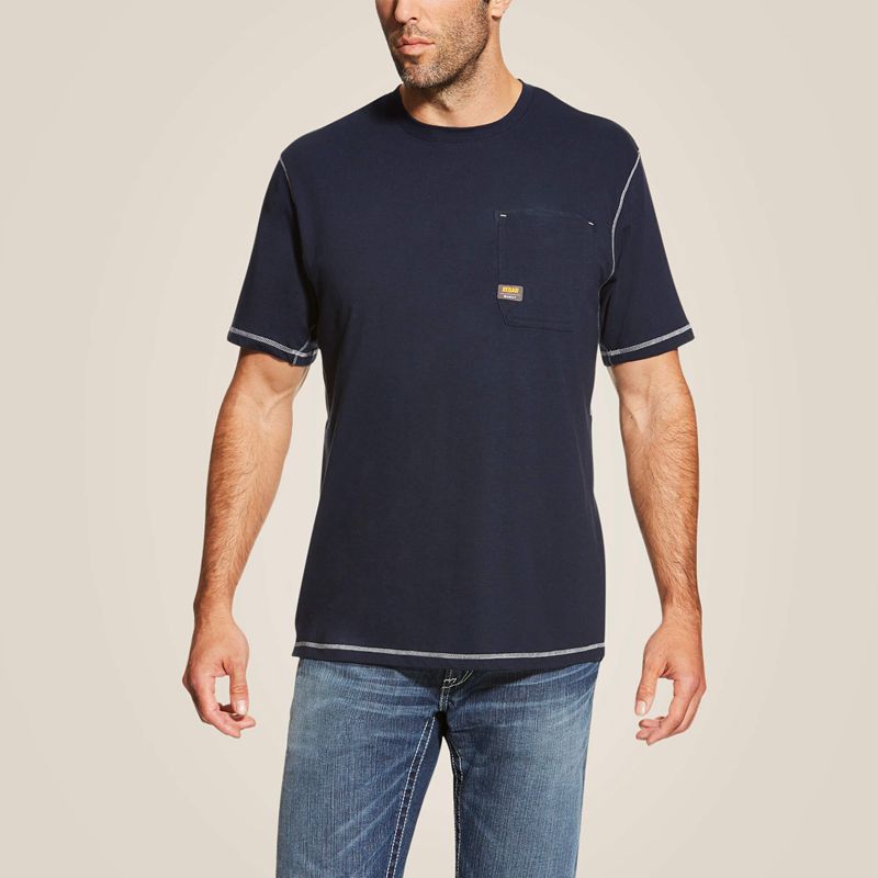 Ariat Rebar Workman T-Shirt Bleu Marine Homme | IGB-30356255