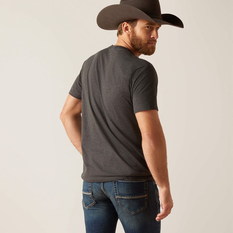 Ariat Sendero King Cow T-Shirt Charcoal Heather Homme | WWG-37789009