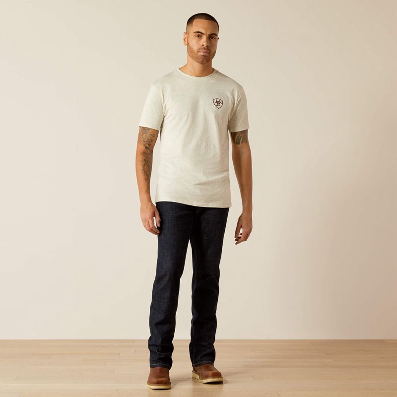 Ariat Rodeo Proud T-Shirt Oatmeal Heather Homme | ACF-50162715