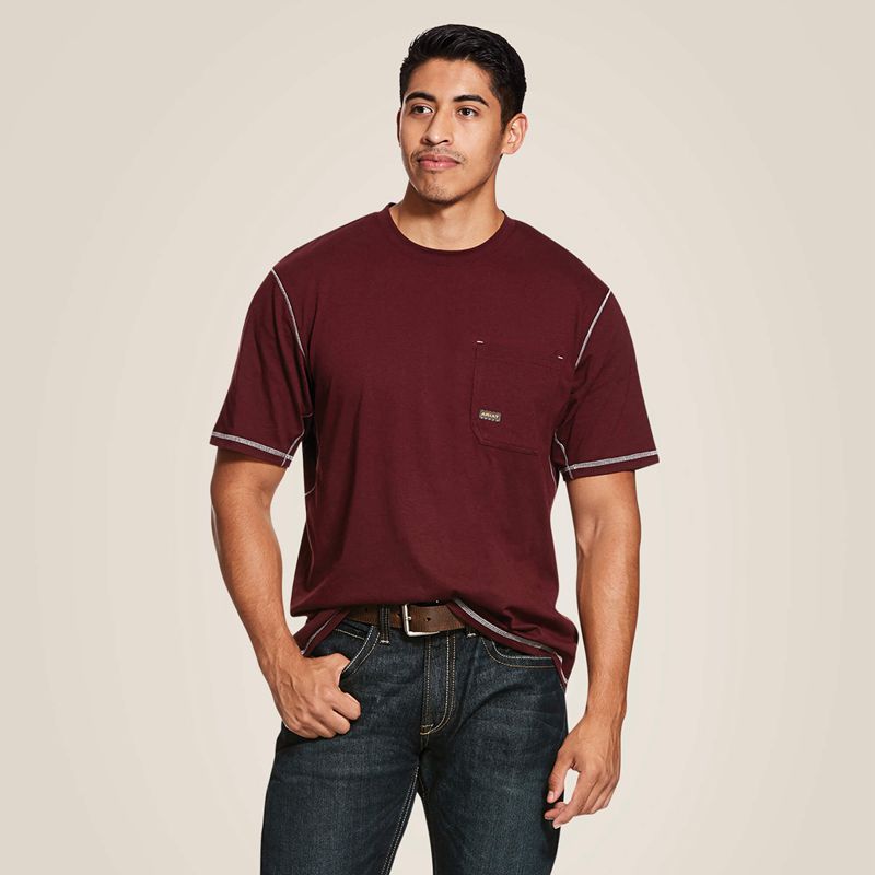 Ariat Rebar Workman T-Shirt Malbec Homme | ZNW-78901381