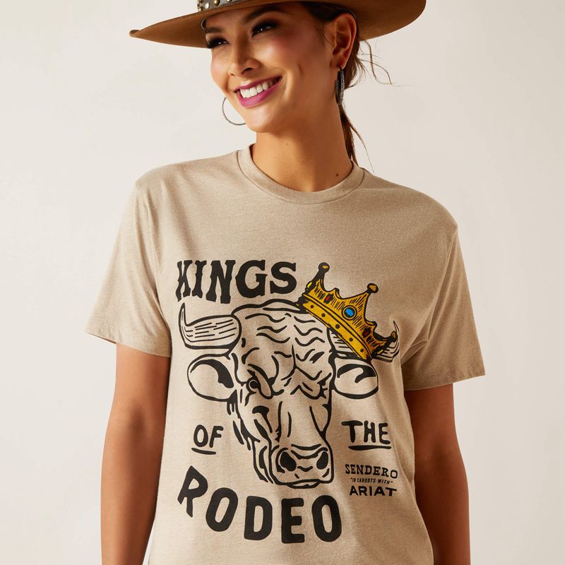 Ariat Sendero King Cow T-Shirt Oatmeal Heather Homme | NOE-02363897