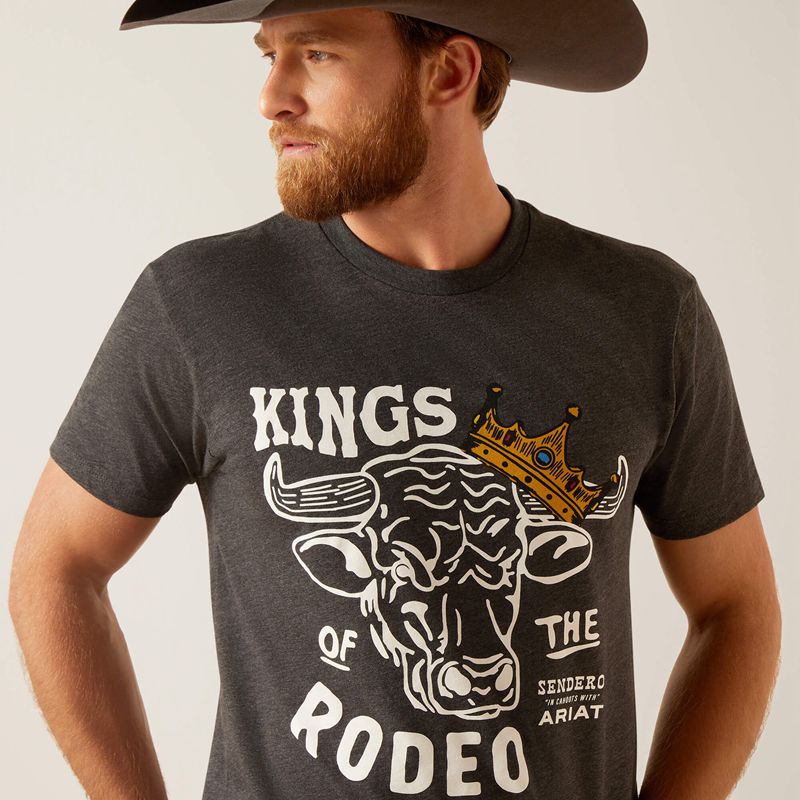 Ariat Sendero King Cow T-Shirt Charcoal Heather Homme | WWG-37789009