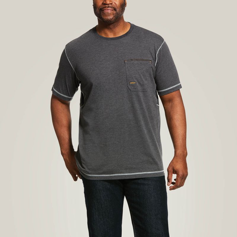 Ariat Rebar Workman T-Shirt Charcoal Heather Homme | VZJ-90009975