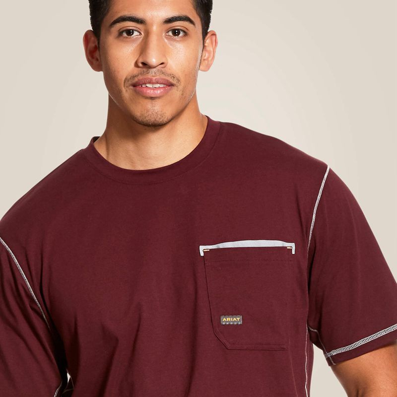 Ariat Rebar Workman T-Shirt Malbec Homme | ZNW-78901381