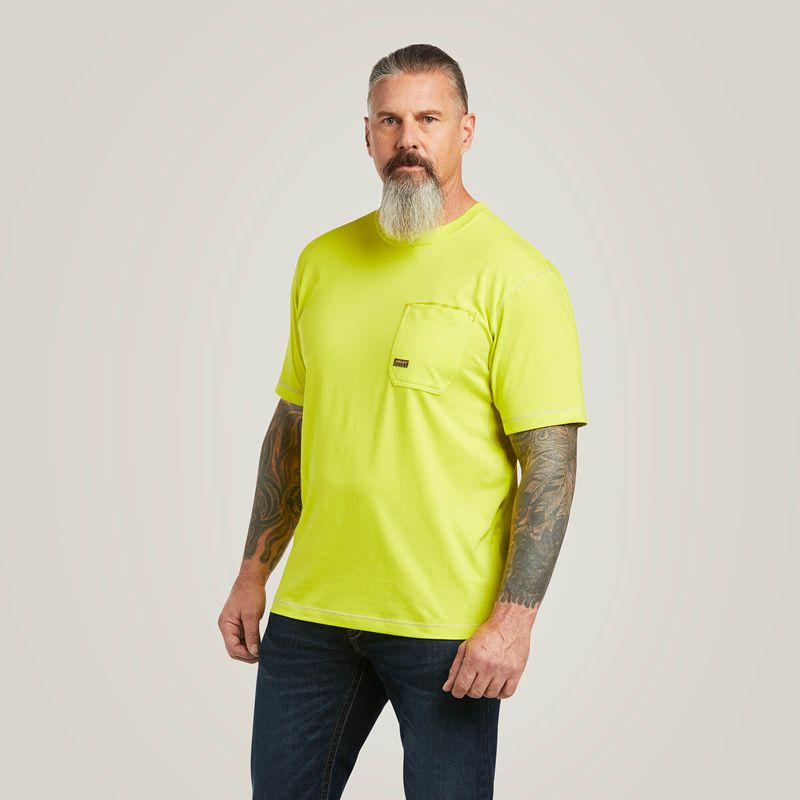 Ariat Rebar Workman Logo T-Shirt Sulphur Spring Homme | TXB-36586140