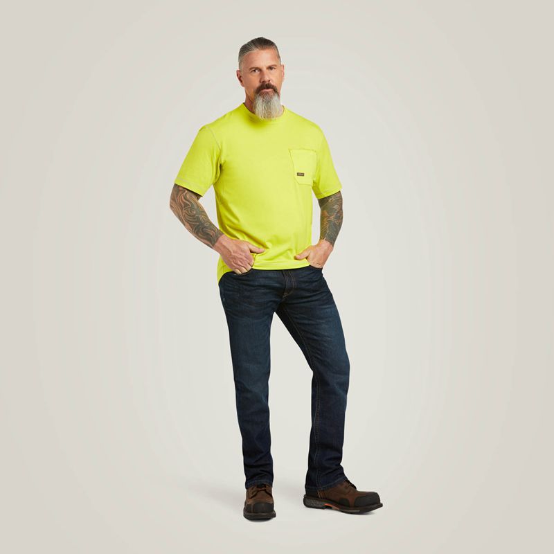 Ariat Rebar Workman Logo T-Shirt Sulphur Spring Homme | TXB-36586140