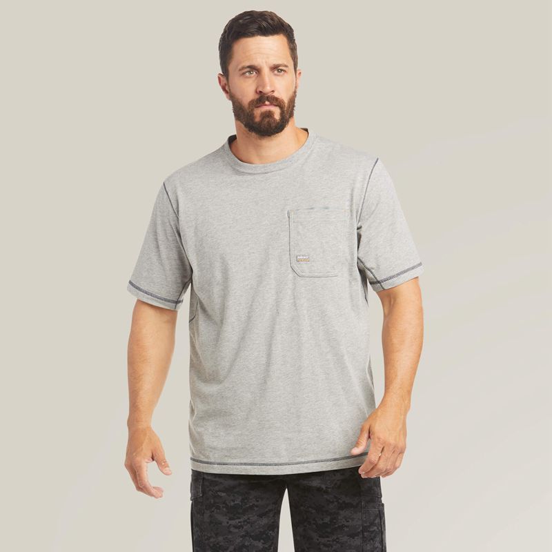 Ariat Rebar Workman Logo T-Shirt Grise Homme | BIE-78959648