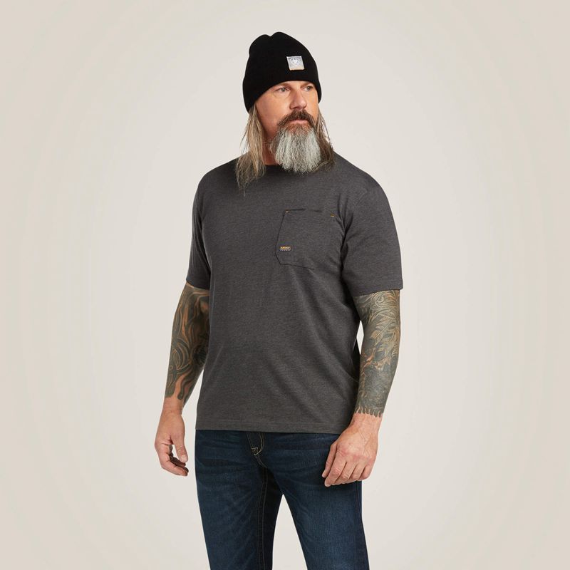 Ariat Rebar Workman Full Cover T-Shirt Charcoal Heather Homme | MWZ-02830082