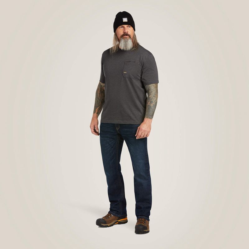 Ariat Rebar Workman Full Cover T-Shirt Charcoal Heather Homme | MWZ-02830082