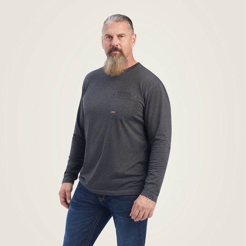 Ariat Rebar Workman Born For This T-Shirt Charcoal Heather Homme | LIU-26332737