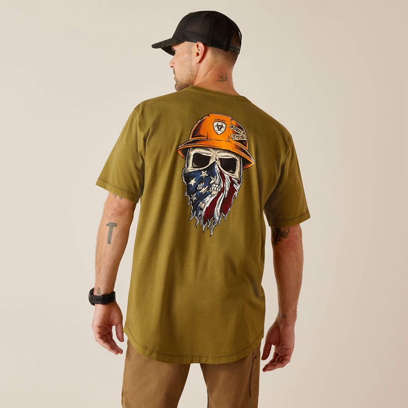 Ariat Rebar Workman Born For This T-Shirt Lichen Heather Homme | FYY-01071736