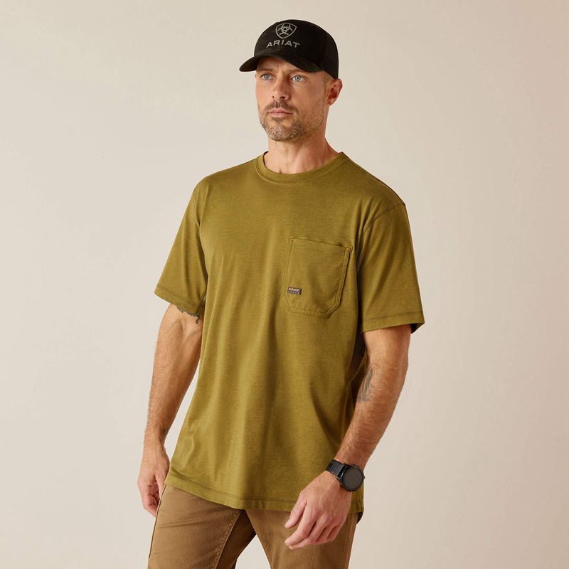 Ariat Rebar Workman Born For This T-Shirt Lichen Heather Homme | FYY-01071736