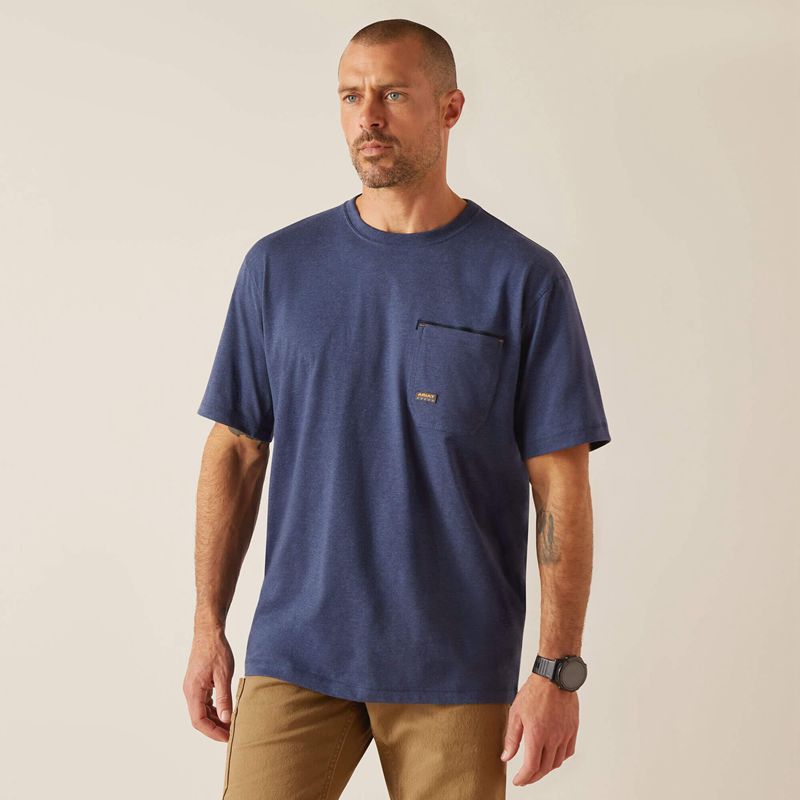 Ariat Rebar Workman Born For This T-Shirt Bleu Marine Homme | KZN-76914749