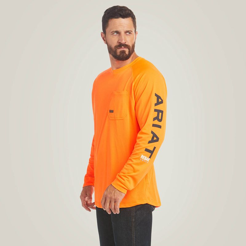 Ariat Rebar Heat Fighter T-Shirt Orange Homme | YNN-90366379