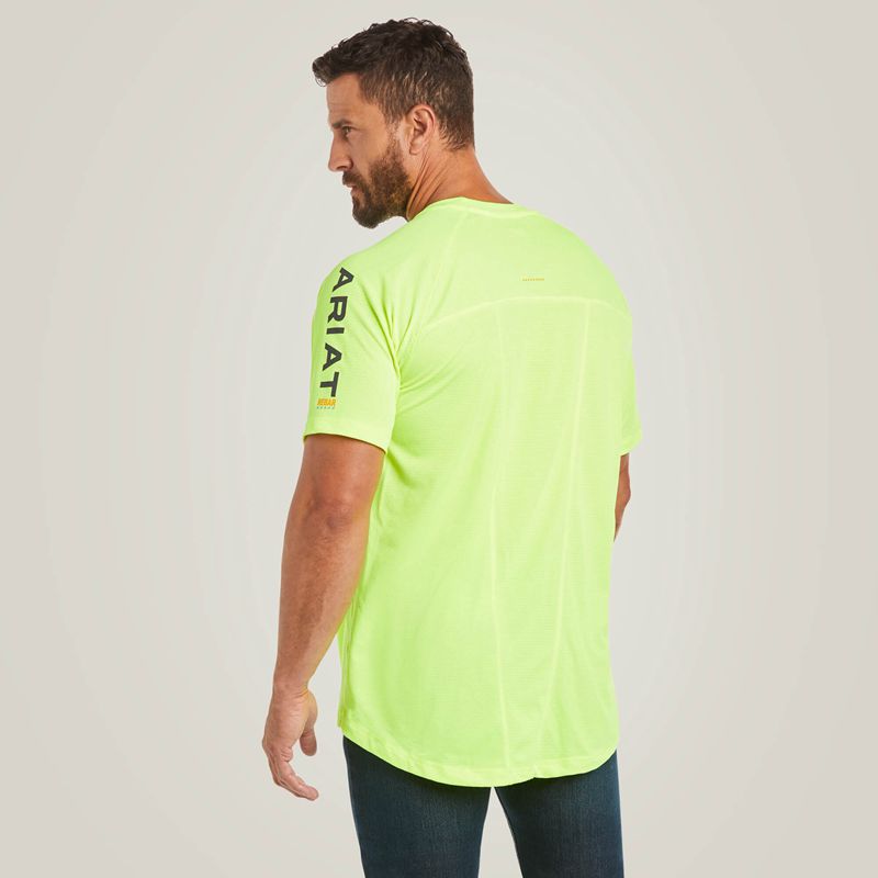 Ariat Rebar Heat Fighter T-Shirt Neon Lime Homme | UBX-59187489