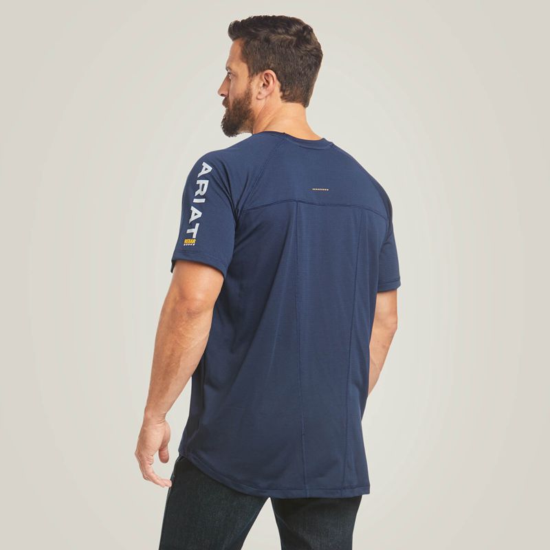 Ariat Rebar Heat Fighter T-Shirt Bleu Marine Homme | QGV-99662500