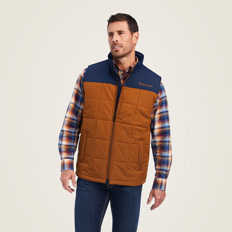 Ariat Crius Insulated Vest Chestnut/Navy Homme | IQD-64782718