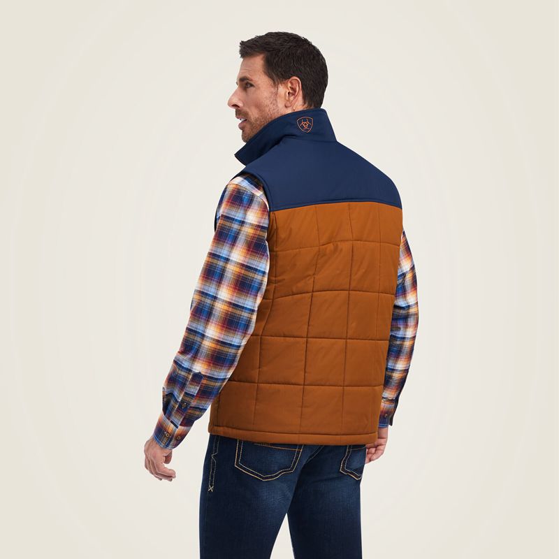 Ariat Crius Insulated Vest Chestnut/Navy Homme | IQD-64782718