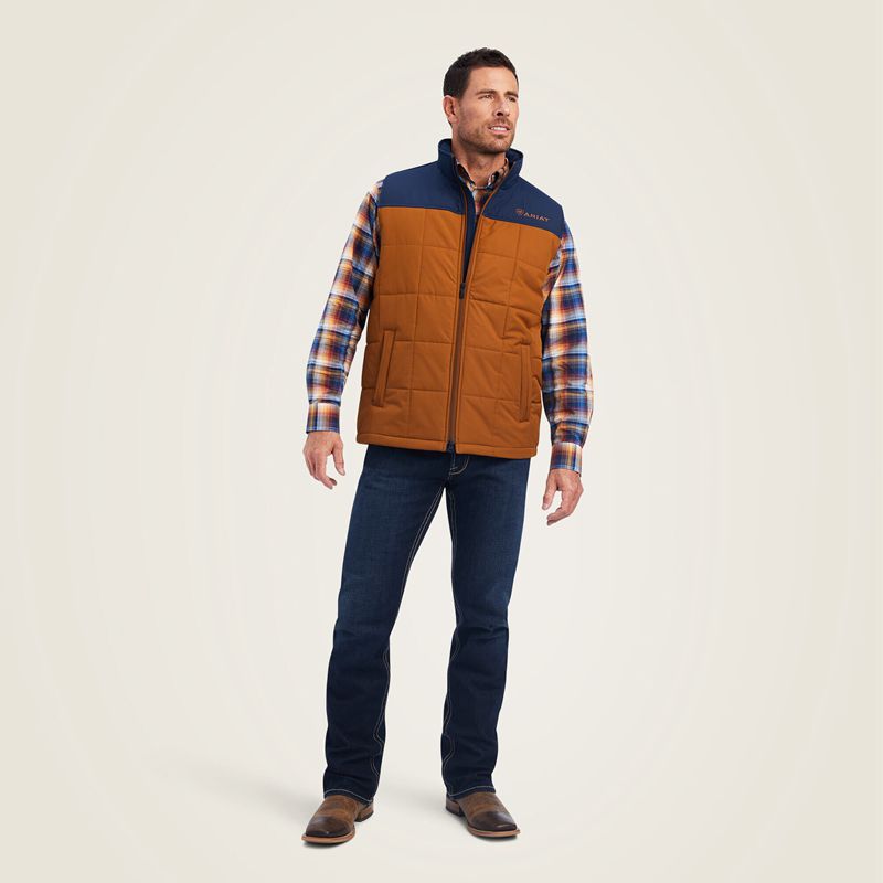 Ariat Crius Insulated Vest Chestnut/Navy Homme | IQD-64782718