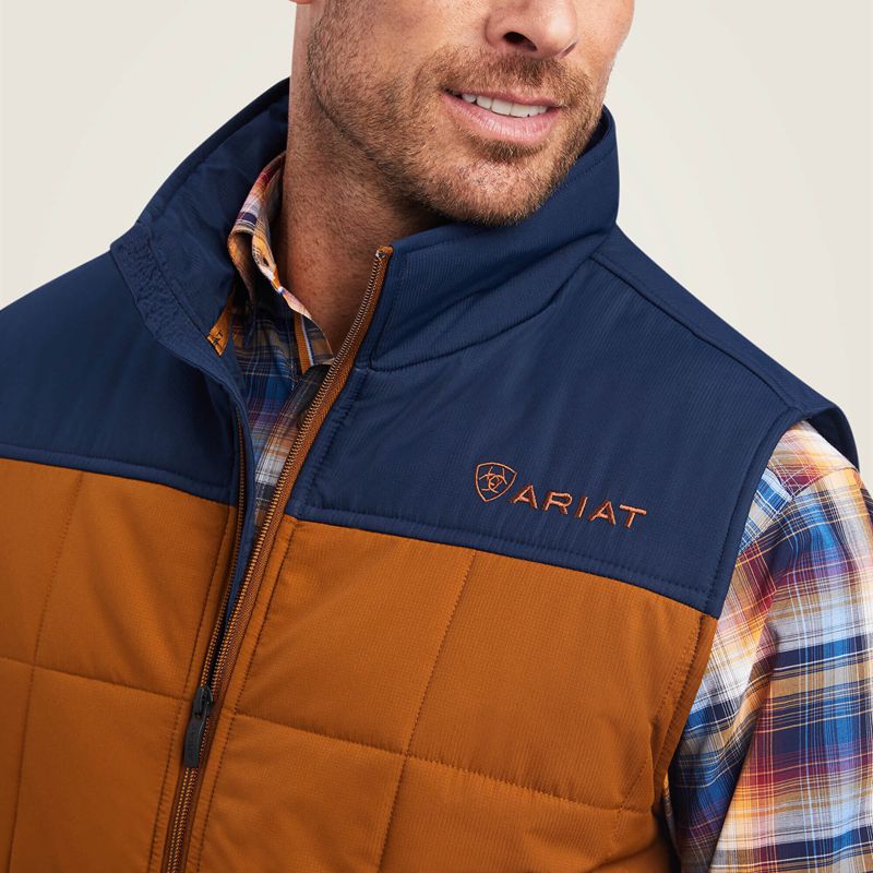 Ariat Crius Insulated Vest Chestnut/Navy Homme | IQD-64782718