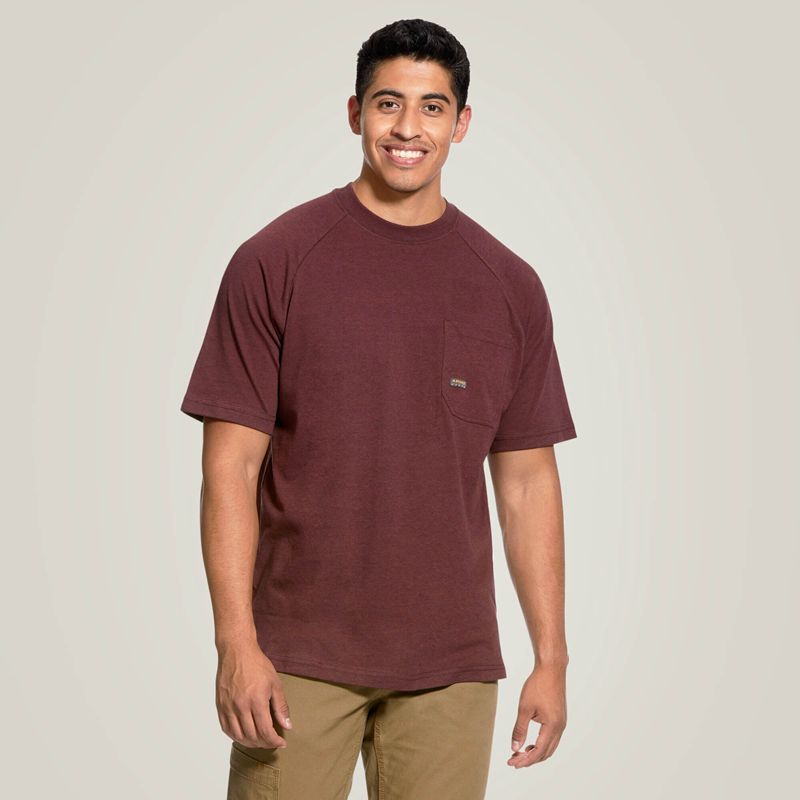 Ariat Rebar Cotton Strong T-Shirt Bordeaux Homme | KVZ-38775342