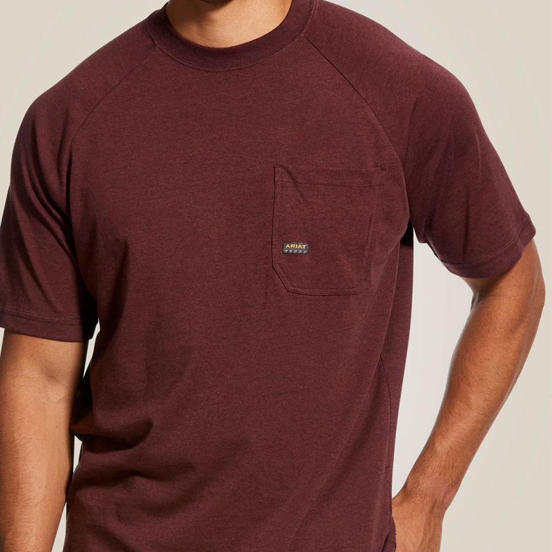 Ariat Rebar Cotton Strong T-Shirt Bordeaux Homme | KVZ-38775342