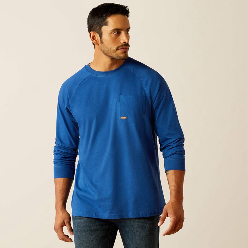 Ariat Rebar Cotton Strong Roughneck T-Shirt Bleu Homme | OKW-89100513