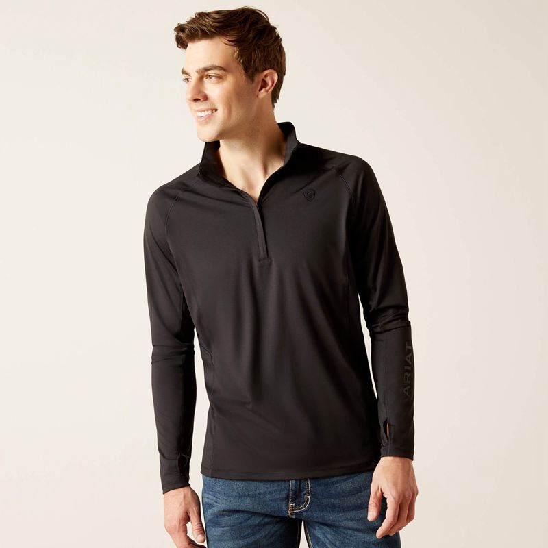 Ariat Lowell 1/4 Zip Recycled Materials Baselayer Noir Homme | YEY-18860044