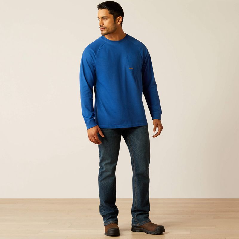 Ariat Rebar Cotton Strong Roughneck T-Shirt Bleu Homme | OKW-89100513