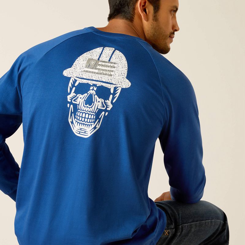 Ariat Rebar Cotton Strong Roughneck T-Shirt Bleu Homme | OKW-89100513