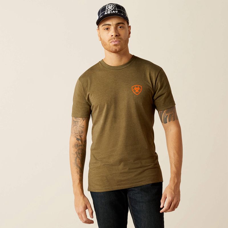 Ariat Grain Flag T-Shirt Military Heather Homme | BKS-63786993