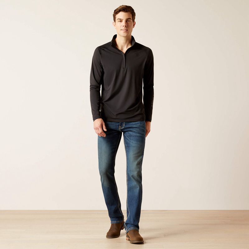 Ariat Lowell 1/4 Zip Recycled Materials Baselayer Noir Homme | YEY-18860044