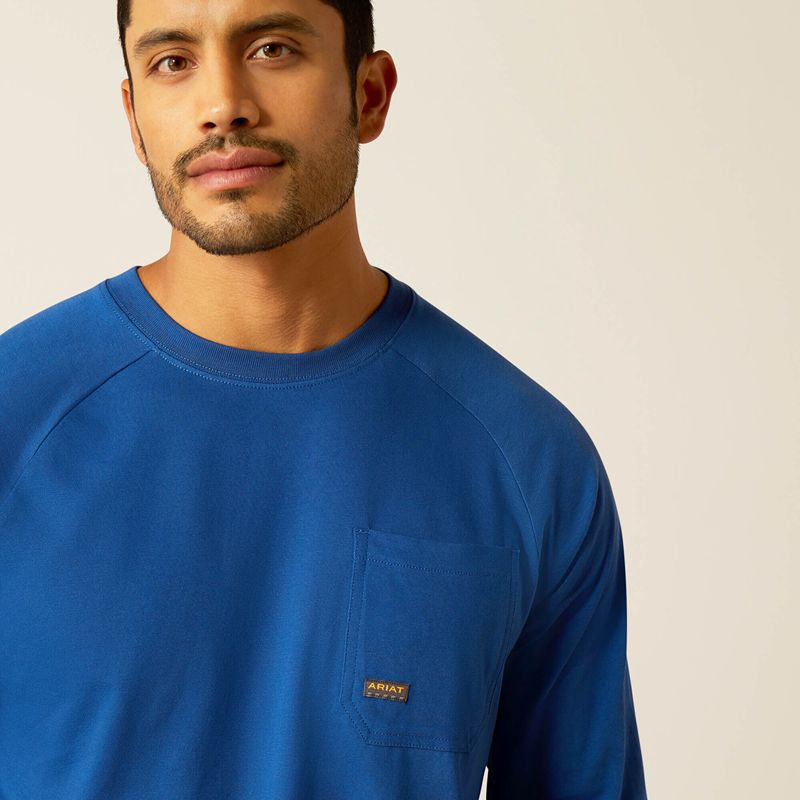 Ariat Rebar Cotton Strong Roughneck T-Shirt Bleu Homme | OKW-89100513